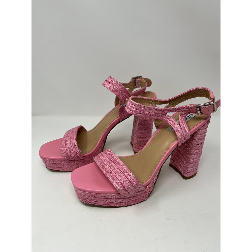 Steve Madden Women's Lombardo Heeled Sandal Pink 11m Chunky Heel
